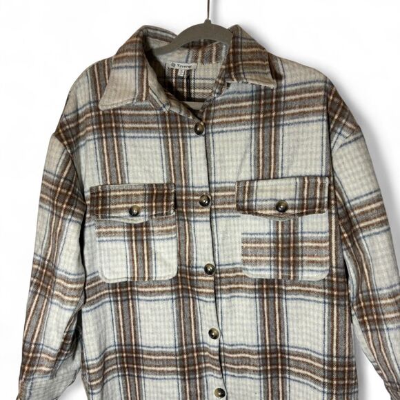 Veveret Long Plaid Shacket Size Sm NWT Button Front with Pockets - Picture 2 of 8